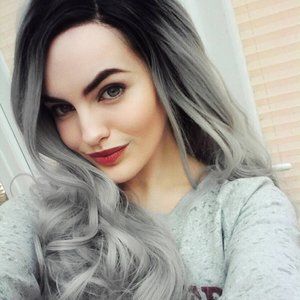 26 Inches Ombre Gray 2 Tones Wig